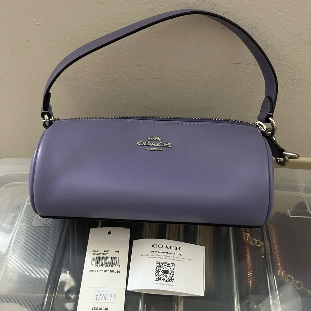 Coach Lavender Leather Barrel Shoulder Bag - Picture 2 of 7